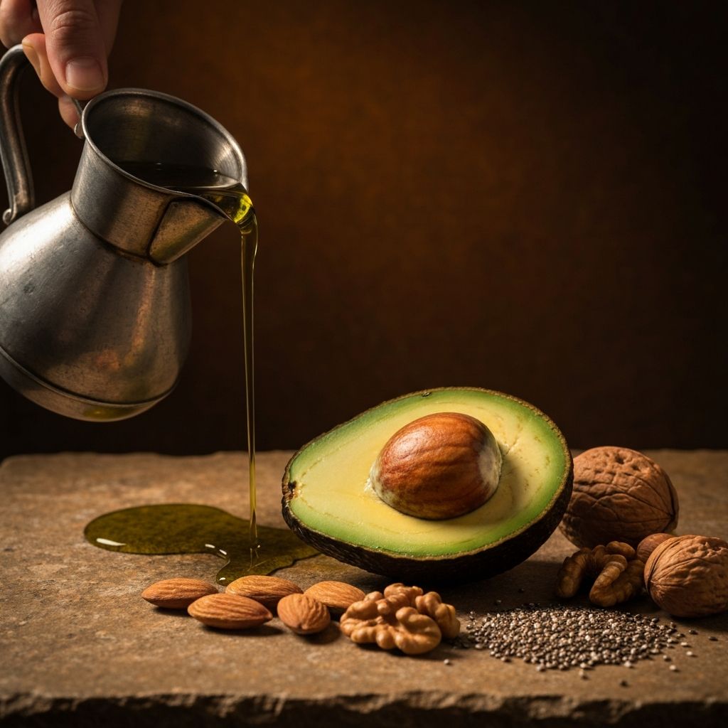 Dietary fat sources including avocado, olive oil and nuts